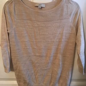 Woman’s Loft tan sweater. 3/4 sleeve. Small